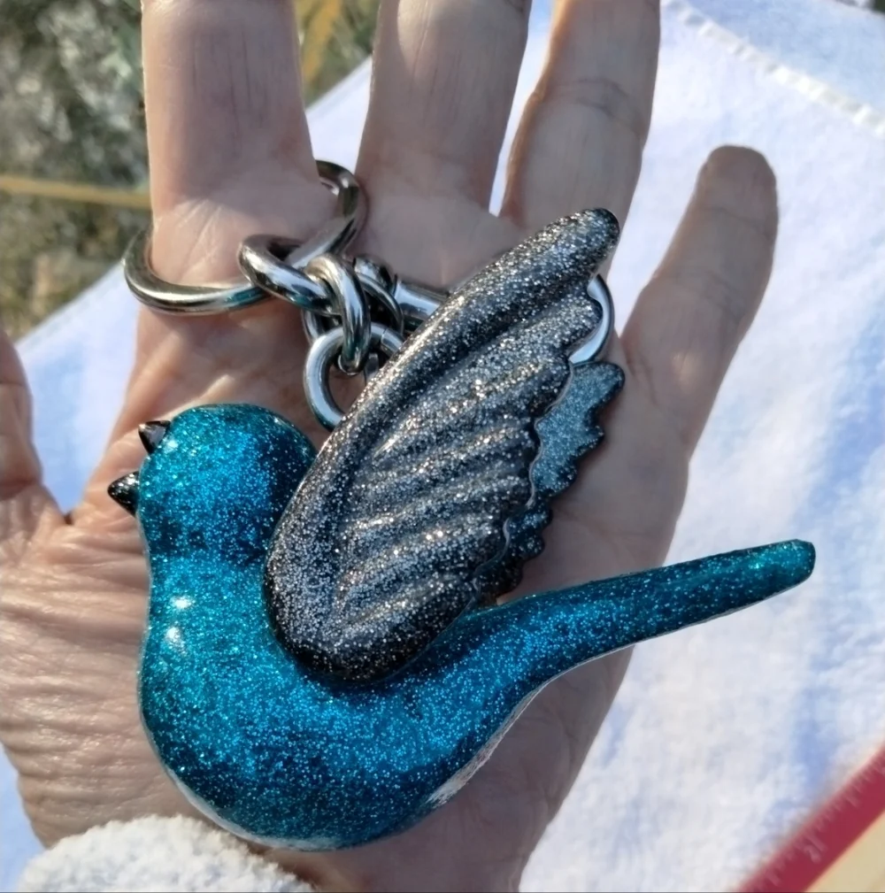 Very Rare Coach Teal Bird Glitter Resin Bag Charm Style #21395 - Picture 2 of 10